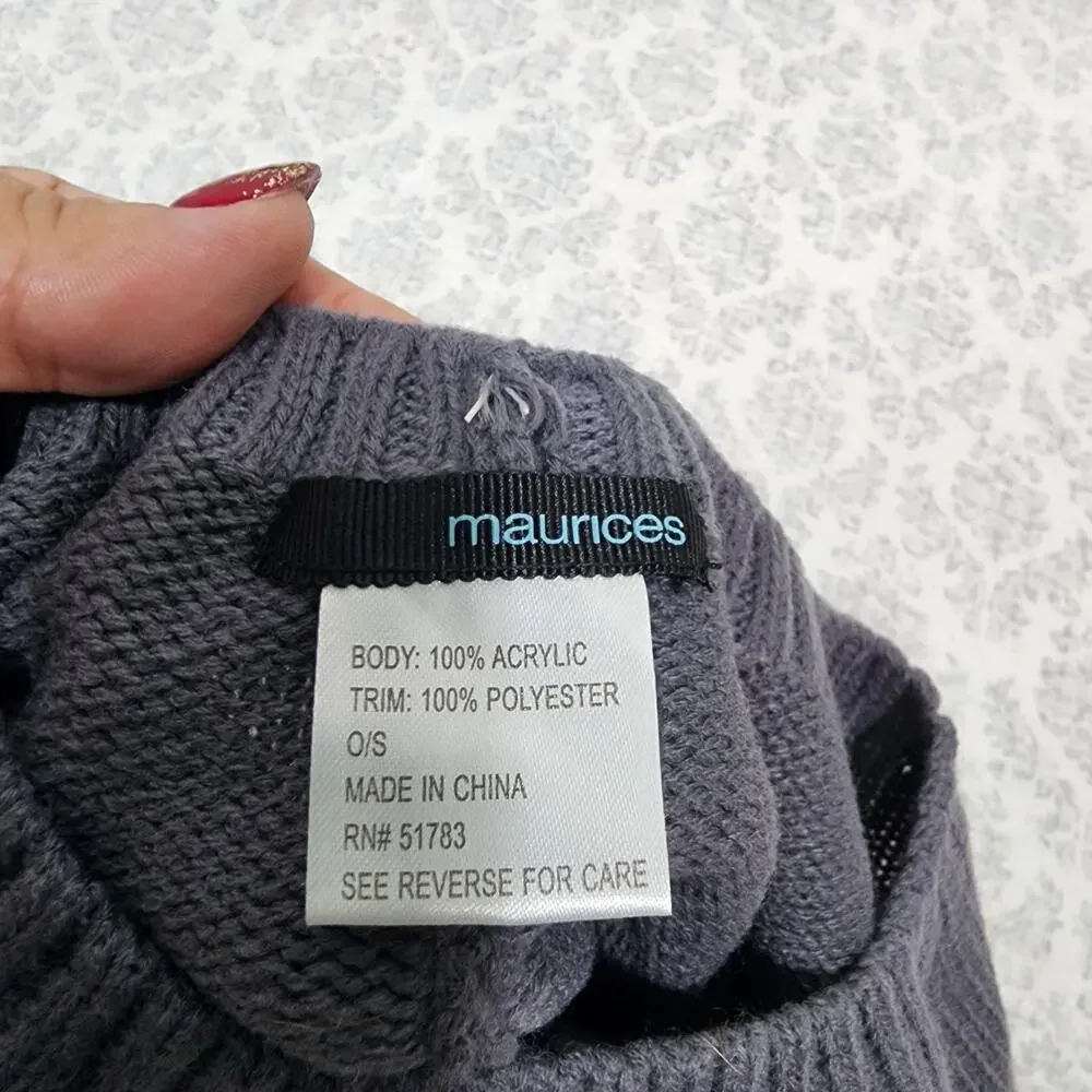 Charcoal Grey Maurice's Beret style Beanie Hat with Sequin Accent